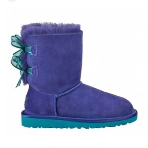 Ugg Australia Women Bailey Bow Bloom LI Ankle Leather Sheepskin Boots shoes sz 5